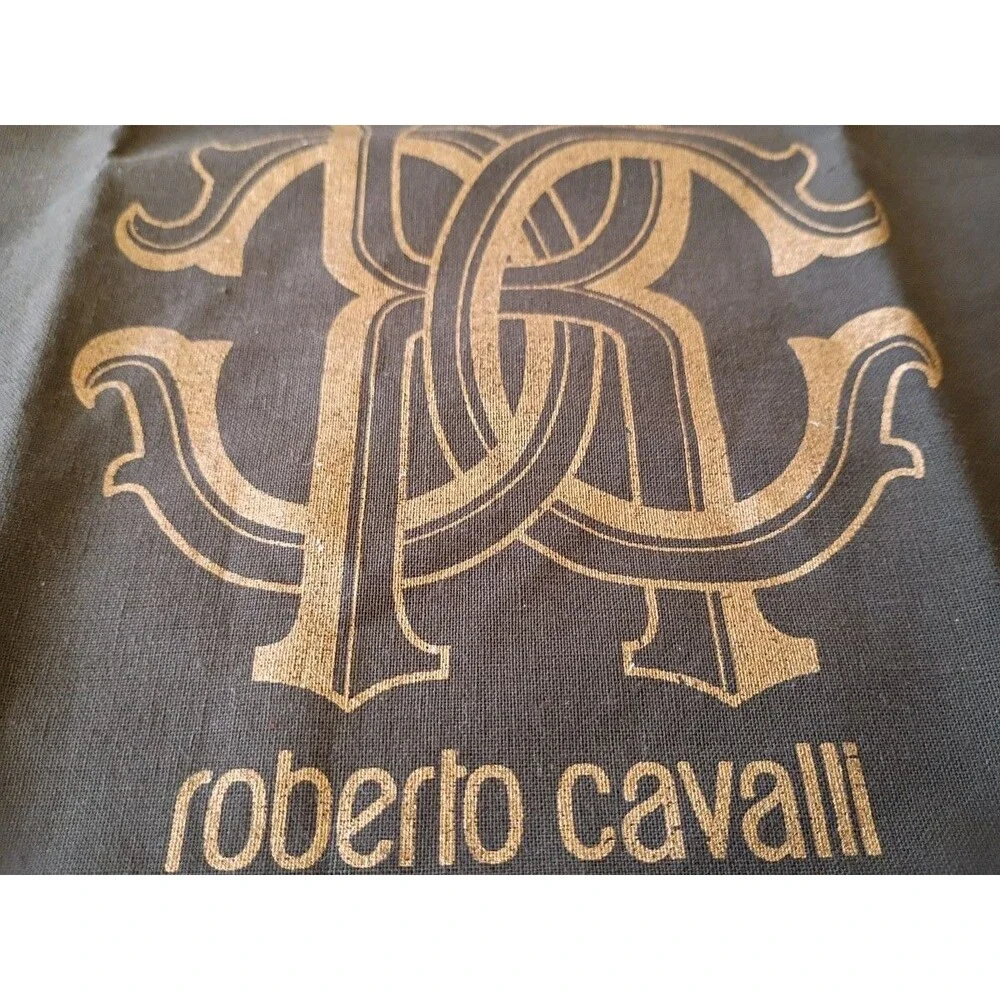 Roberto Cavalli Brown Drawstring dust bag shoes handbag L | Mint 13.5”x14.5